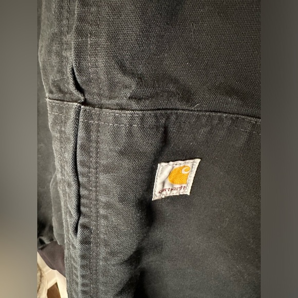 Vintage Carhartt Canvas Hooded Coat Dekalb Logo Lined Black Field Barn Jacket XL - Picture 4 of 11